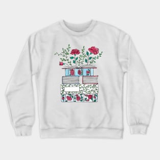 Blooming Stack of Books Crewneck Sweatshirt